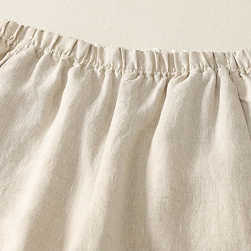 Pantalones de lino y algodón para mujer con diseño sencillo y sencillo de Buddha Stones Daily con bolsillos - image 2