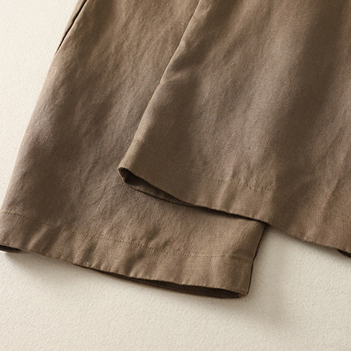 Pantalones de lino y algodón para mujer con diseño sencillo y sencillo de Buddha Stones Daily con bolsillos - image 10