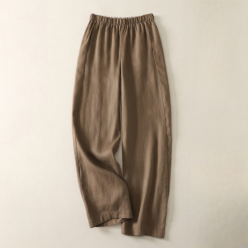 Pantalones de lino y algodón para mujer con diseño sencillo y sencillo de Buddha Stones Daily con bolsillos - Perú - US8-10，UK/AU12-14，EU40-42 (2XL) - image 7