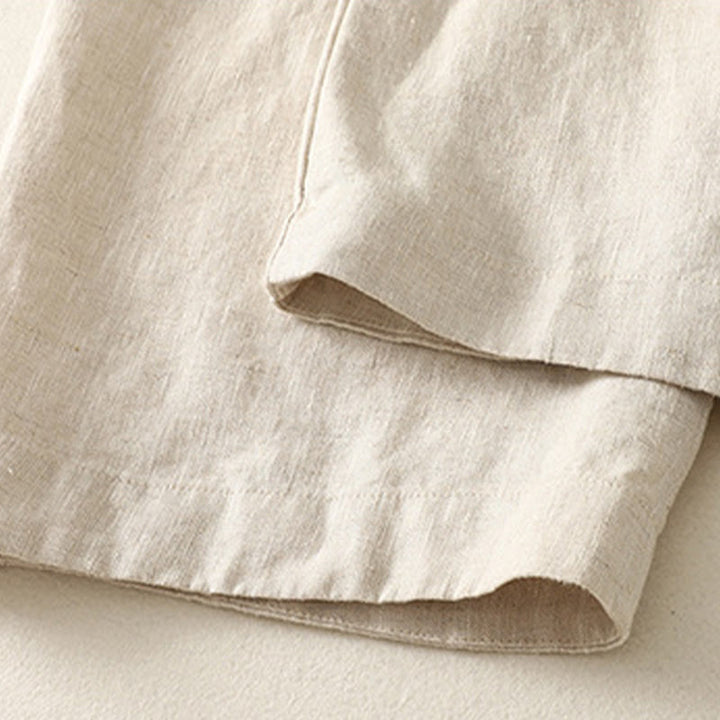 Pantalones de lino y algodón para mujer con diseño sencillo y sencillo de Buddha Stones Daily con bolsillos - image 5