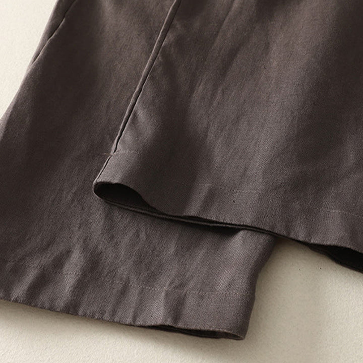 Pantalones de lino y algodón para mujer con diseño sencillo y sencillo de Buddha Stones Daily con bolsillos - image 14