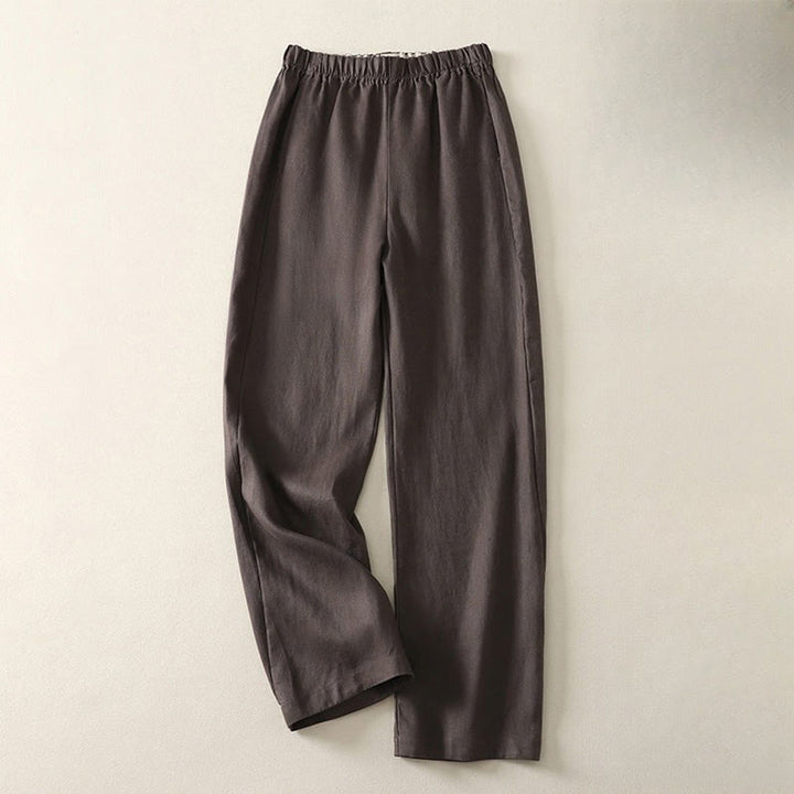 Pantalones de lino y algodón para mujer con diseño sencillo y sencillo de Buddha Stones Daily con bolsillos - SaddleBrown - US8-10，UK/AU12-14，EU40-42 (2XL) - image 11