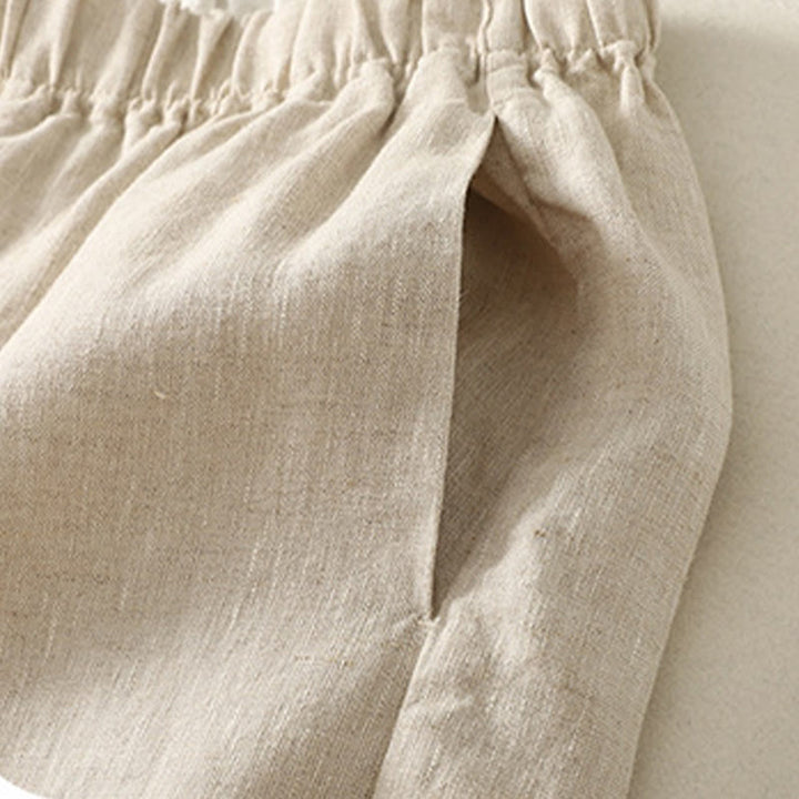 Pantalones de lino y algodón para mujer con diseño sencillo y sencillo de Buddha Stones Daily con bolsillos - image 3