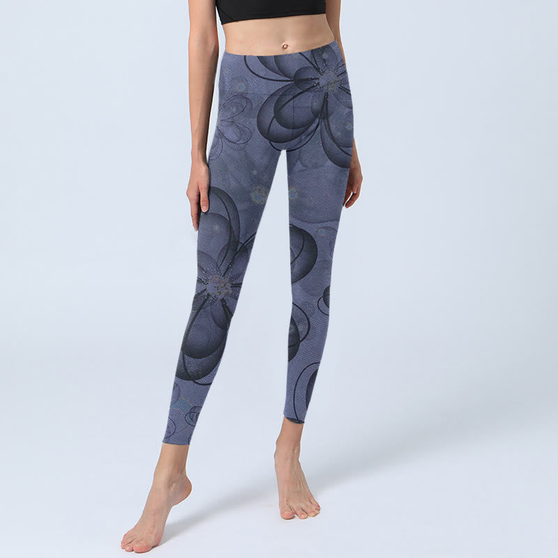 Leggings de yoga para mujer con estampado de pétalos abstractos y Buddha Stones - image 6