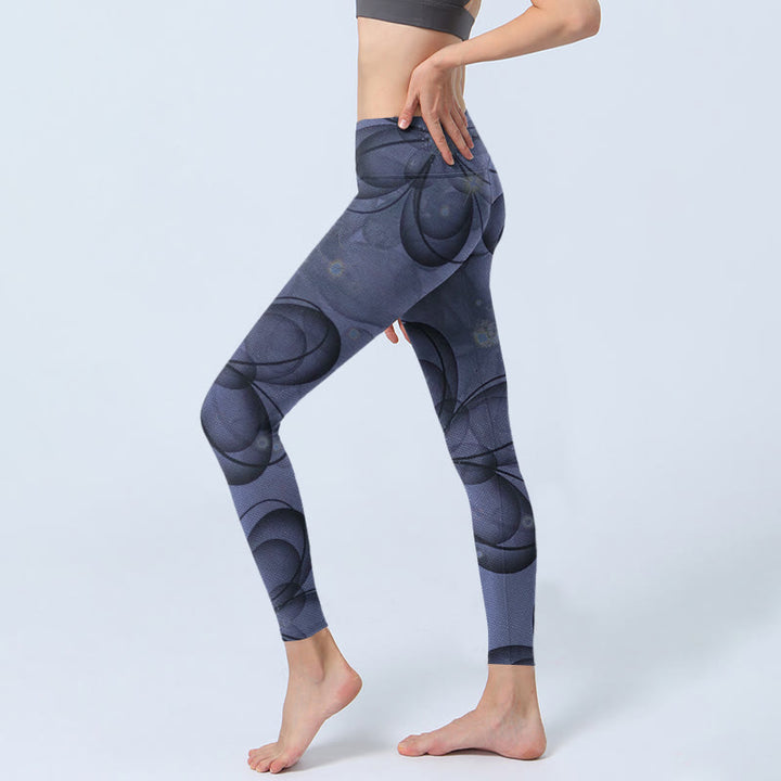 Leggings de yoga para mujer con estampado de pétalos abstractos y Buddha Stones - image 2