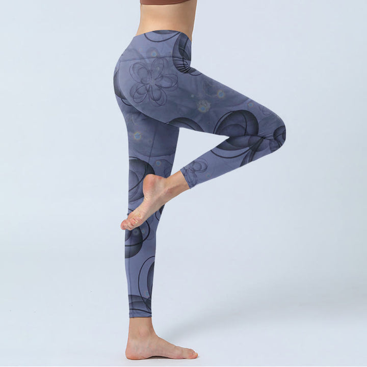 Leggings de yoga para mujer con estampado de pétalos abstractos y Buddha Stones - image 4