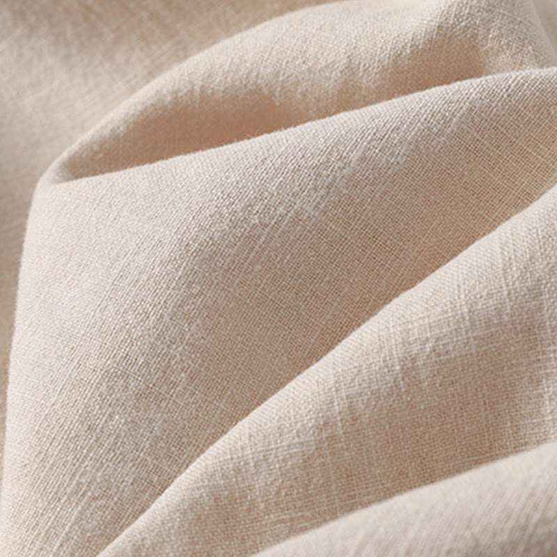 Pantalones de lino y algodón con cintura elástica de color liso para mujer con bolsillos de Buddha Stones Commute - image 3