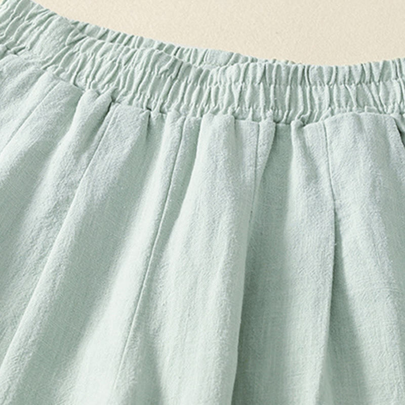 Pantalones de lino y algodón con cintura elástica, versátiles, informales, de color liso, para mujer, con bolsillos , de Buddha Stones - image 15