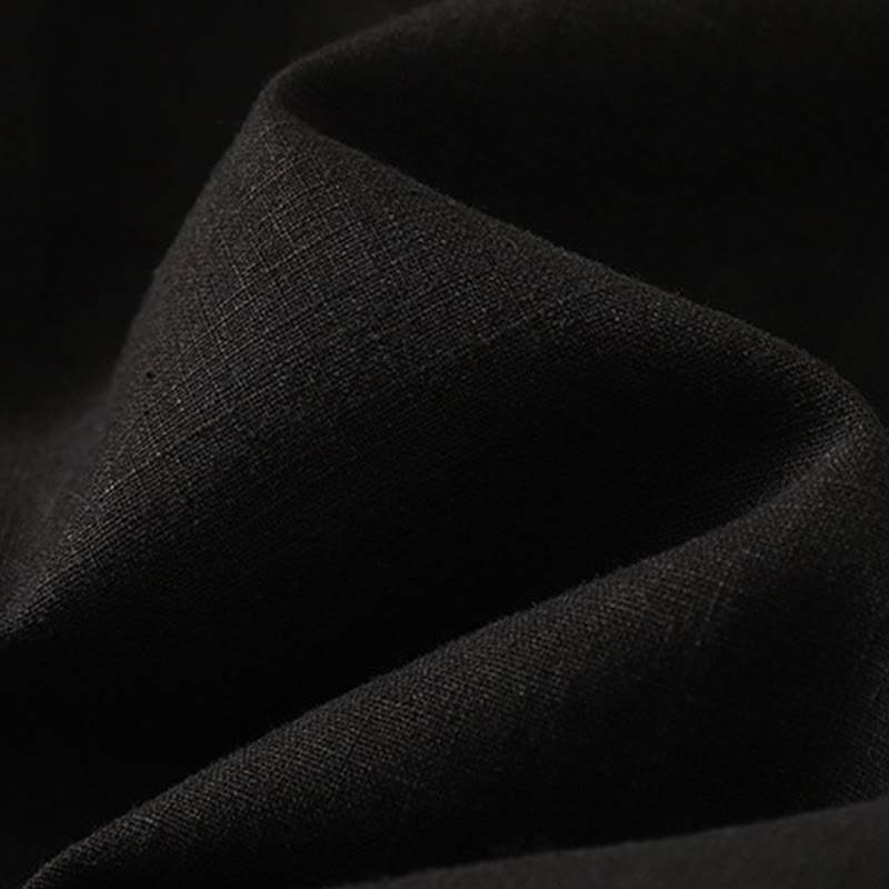 Pantalones de lino y algodón con cintura elástica de color liso para mujer con bolsillos de Buddha Stones Commute - image 13