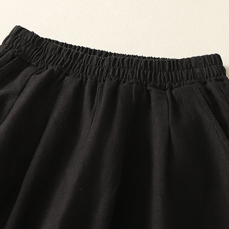Pantalones de lino y algodón con cintura elástica, versátiles, informales, de color liso, para mujer, con bolsillos , de Buddha Stones - image 12