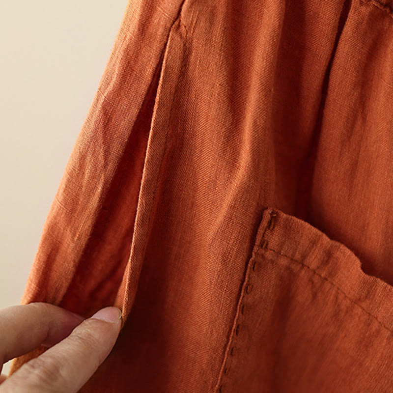 Pantalones anchos de Buddha Stones y algodón para mujer, informales, con diseño de arrugas y cordón ajustable, de 9 pulgadas de largo, con bolsillos. - image 10