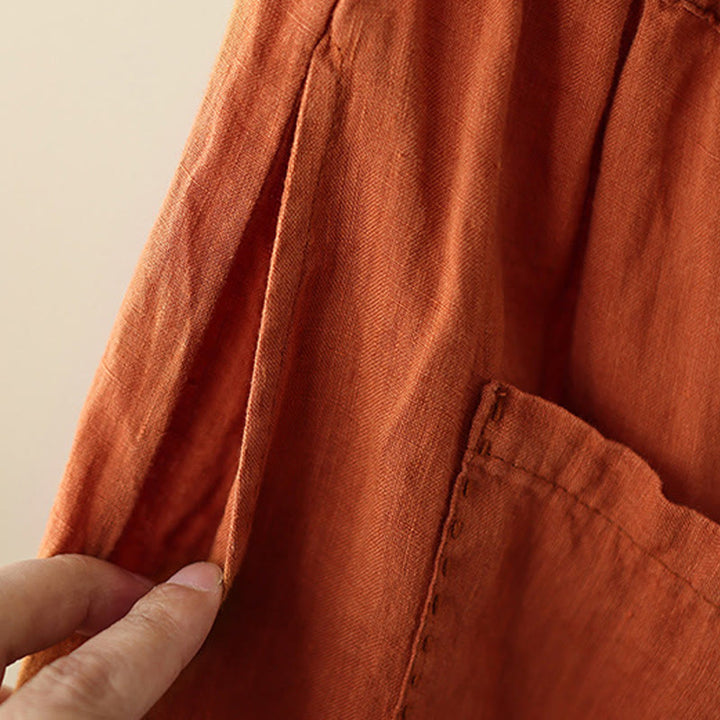 Pantalones anchos de Buddha Stones y algodón para mujer, informales, con diseño de arrugas y cordón ajustable, de 9 pulgadas de largo, con bolsillos. - image 10