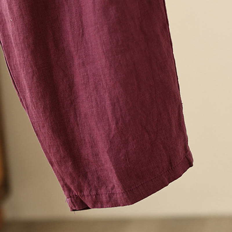 Pantalones anchos de Buddha Stones y algodón para mujer, informales, con diseño de arrugas y cordón ajustable, de 9 pulgadas de largo, con bolsillos. - image 16