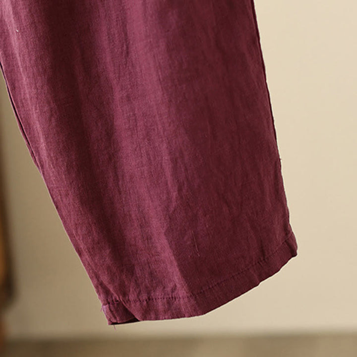 Pantalones anchos de Buddha Stones y algodón para mujer, informales, con diseño de arrugas y cordón ajustable, de 9 pulgadas de largo, con bolsillos. - image 16