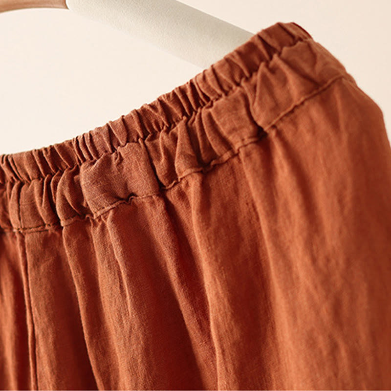 Pantalones anchos de Buddha Stones y algodón para mujer, informales, con diseño de arrugas y cordón ajustable, de 9 pulgadas de largo, con bolsillos. - image 6