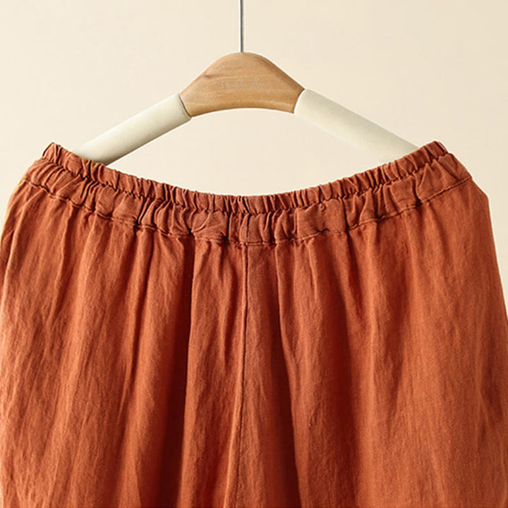 Pantalones anchos de Buddha Stones y algodón para mujer, informales, con diseño de arrugas y cordón ajustable, de 9 pulgadas de largo, con bolsillos. - image 5