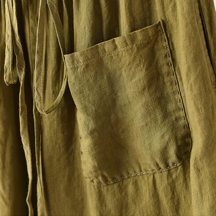 Pantalones anchos de Buddha Stones y algodón para mujer, informales, con diseño de arrugas y cordón ajustable, de 9 pulgadas de largo, con bolsillos. - image 19