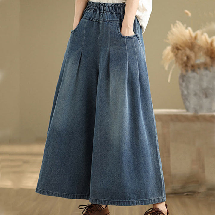 Pantalones de pierna ancha para mujer con diseño desgastado vintage de Buddha Stones Fall, cintura alta y bolsillos - image 3