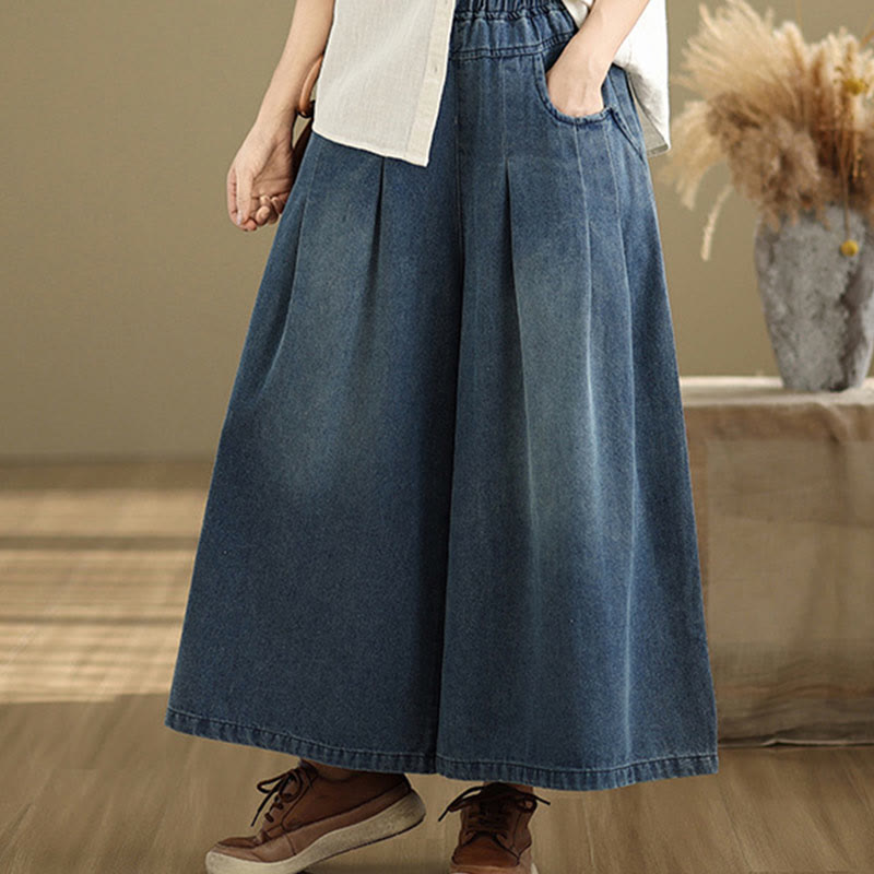 Pantalones de pierna ancha para mujer con diseño desgastado vintage de Buddha Stones Fall, cintura alta y bolsillos - image 4