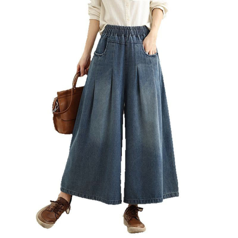 Pantalones de pierna ancha para mujer con diseño desgastado vintage de Buddha Stones Fall, cintura alta y bolsillos - image 10