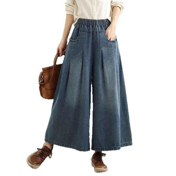 Pantalones de pierna ancha para mujer con diseño desgastado vintage de Buddha Stones Fall, cintura alta y bolsillos - image 10