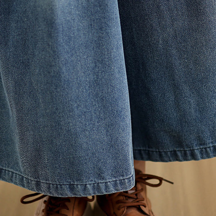 Pantalones de pierna ancha para mujer con diseño desgastado vintage de Buddha Stones Fall, cintura alta y bolsillos - image 9