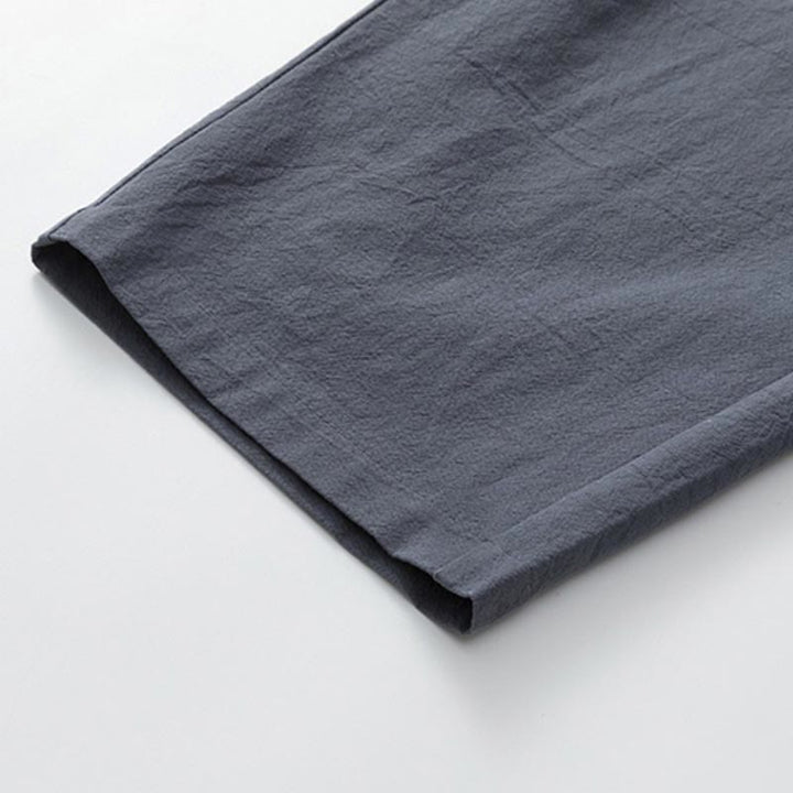 Conjunto de 2 piezas de camiseta de manga corta con estampado de Buddha Stones y pantalones de longitud 7-8, traje Tang de algodón y lino, ropa de meditación para hombre con bolsillos - image 9