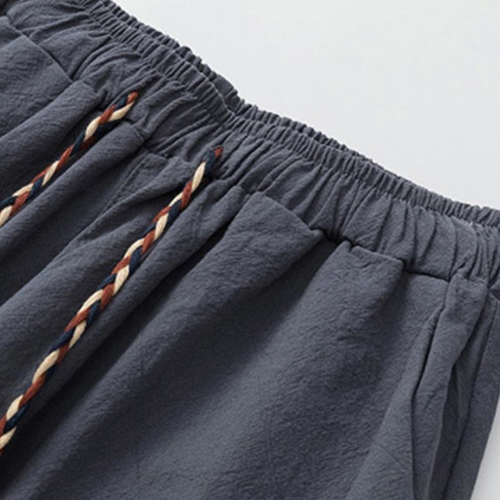 Conjunto de 2 piezas de camiseta de manga corta con estampado de Buddha Stones y pantalones de longitud 7-8, traje Tang de algodón y lino, ropa de meditación para hombre con bolsillos - image 5