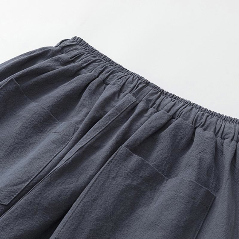 Conjunto de 2 piezas de camiseta de manga corta con estampado de Buddha Stones y pantalones de longitud 7-8, traje Tang de algodón y lino, ropa de meditación para hombre con bolsillos - image 7