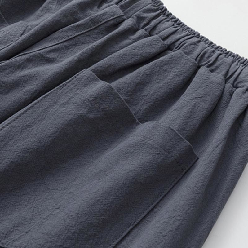 Conjunto de 2 piezas de camiseta de manga corta con estampado de Buddha Stones y pantalones de longitud 7-8, traje Tang de algodón y lino, ropa de meditación para hombre con bolsillos - image 8