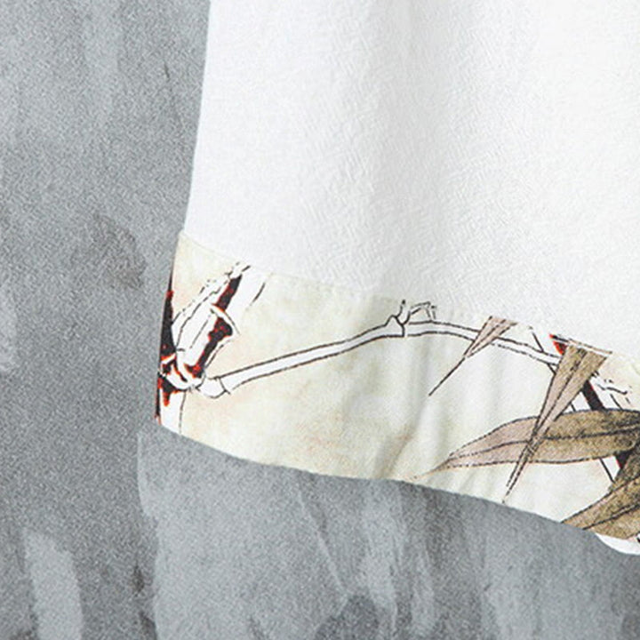 Camisa de lino y algodón para hombre, diseño de media manga con botones de rana y estampado de Buddha Stones, de verano - image 7