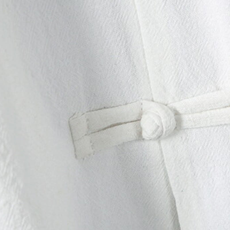 Camisa de lino y algodón para hombre, diseño de media manga con botones de rana y estampado de Buddha Stones, de verano - image 6