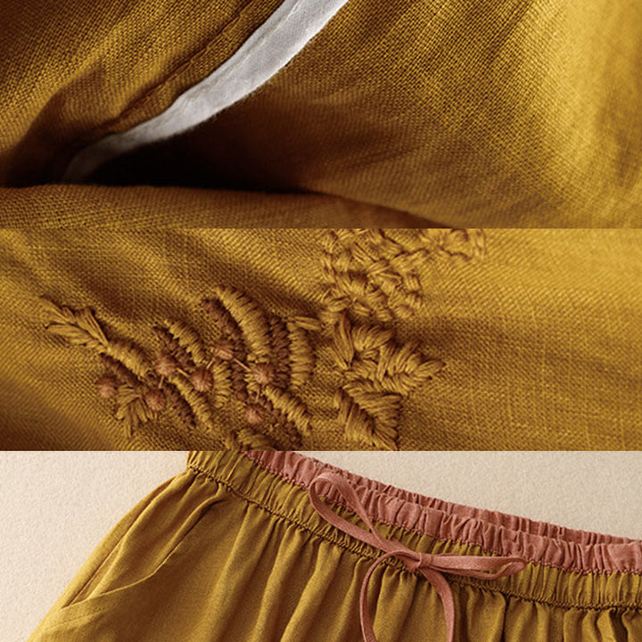 Falda vintage con bordado sólido y cordón para mujer con bolsillos y Buddha Stones - image 27