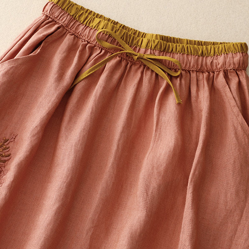 Falda vintage con bordado sólido y cordón para mujer con bolsillos y Buddha Stones - image 19