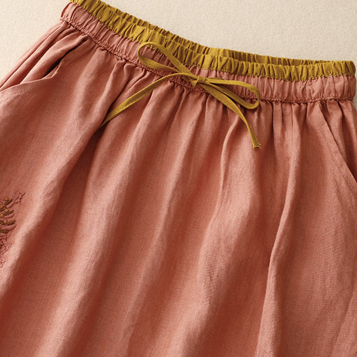 Falda vintage con bordado sólido y cordón para mujer con bolsillos y Buddha Stones - image 19