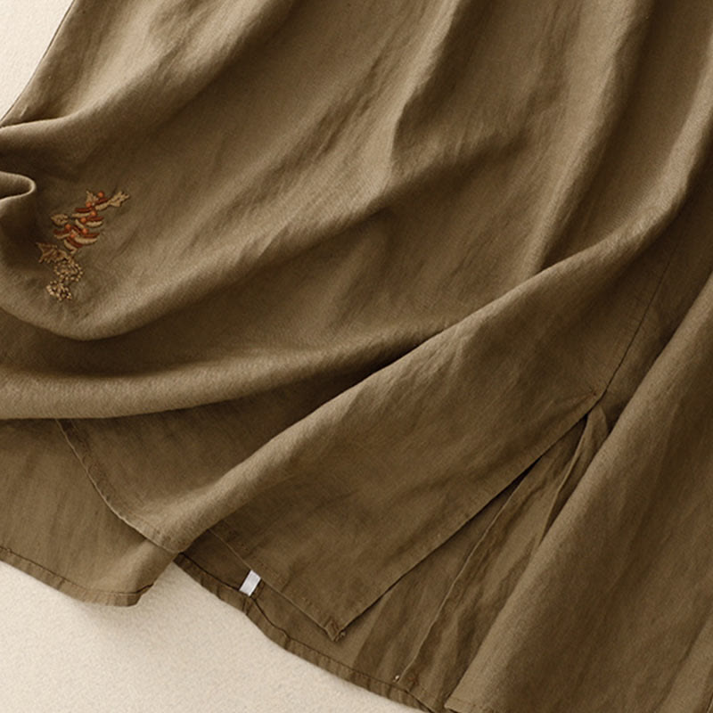 Falda vintage con bordado sólido y cordón para mujer con bolsillos y Buddha Stones - image 4