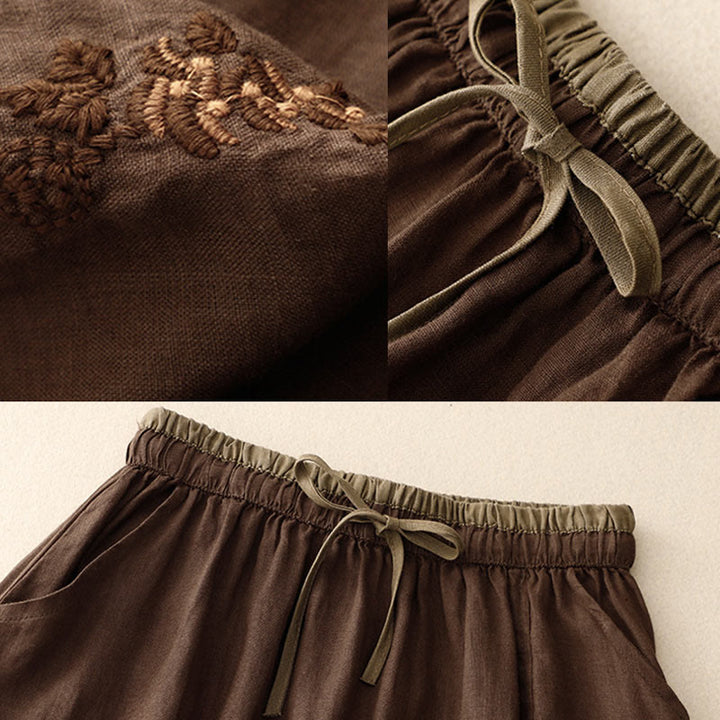 Falda vintage con bordado sólido y cordón para mujer con bolsillos y Buddha Stones - image 17