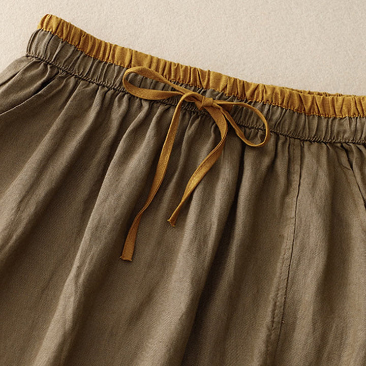 Falda vintage con bordado sólido y cordón para mujer con bolsillos y Buddha Stones - image 1