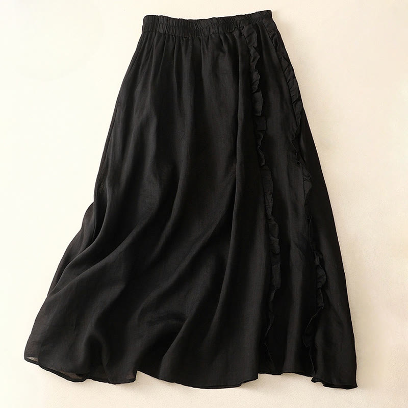Falda de algodón para mujer con diseño de volantes de verano con Buddha Stones - Negro - US8-10，UK/AU12-14，EU40-42 (2XL) - image 10