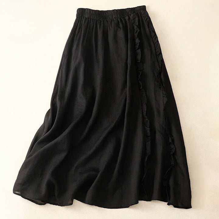 Falda de algodón para mujer con diseño de volantes de verano con Buddha Stones - Negro - US8-10，UK/AU12-14，EU40-42 (2XL) - image 10