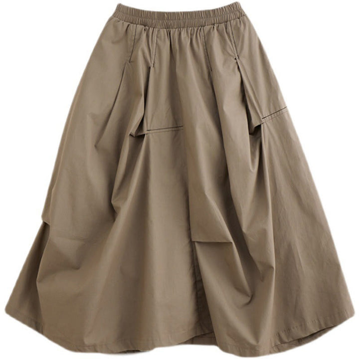 Falda de algodón para mujer con diseño irregular informal de verano con Buddha Stones y bolsillos - image 10