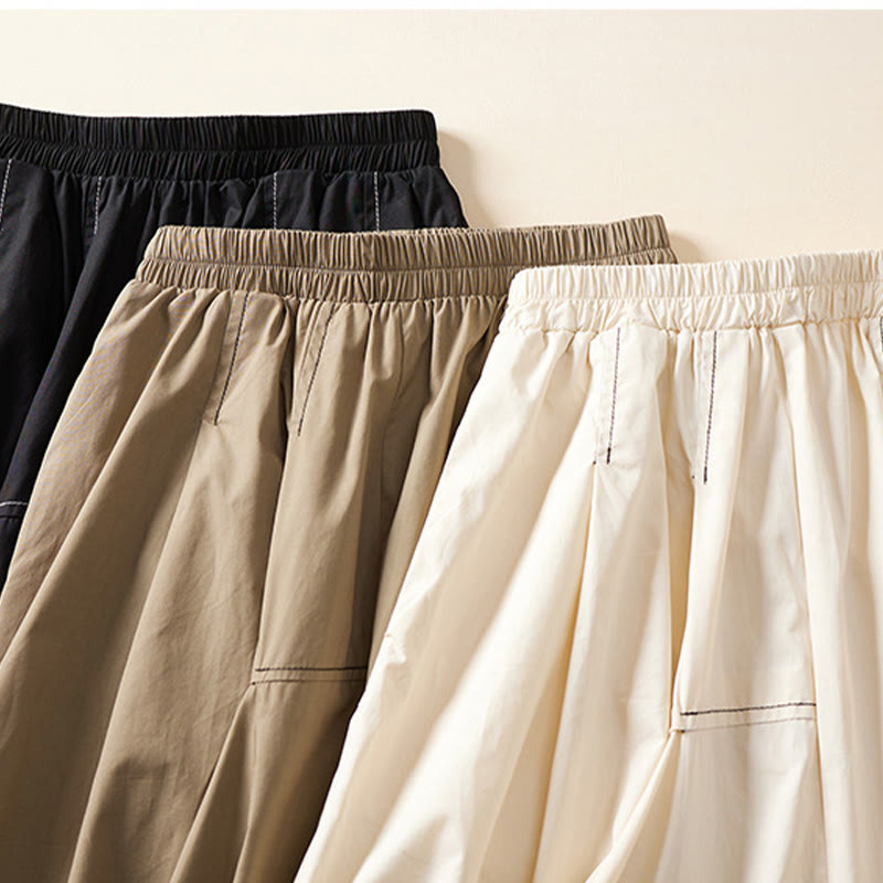 Falda de algodón para mujer con diseño irregular informal de verano con Buddha Stones y bolsillos - image 11