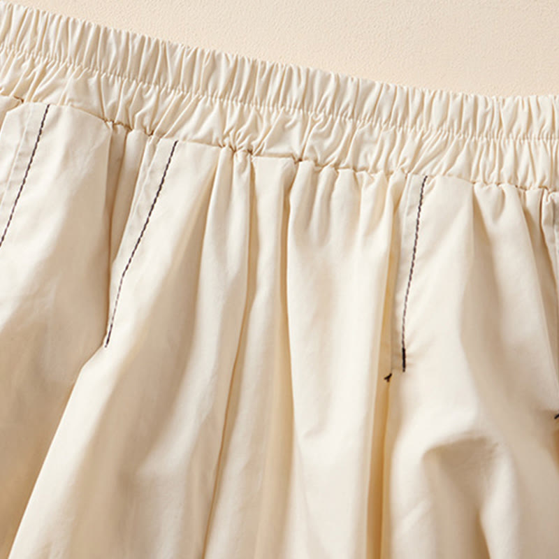 Falda de algodón para mujer con diseño irregular informal de verano con Buddha Stones y bolsillos - image 2