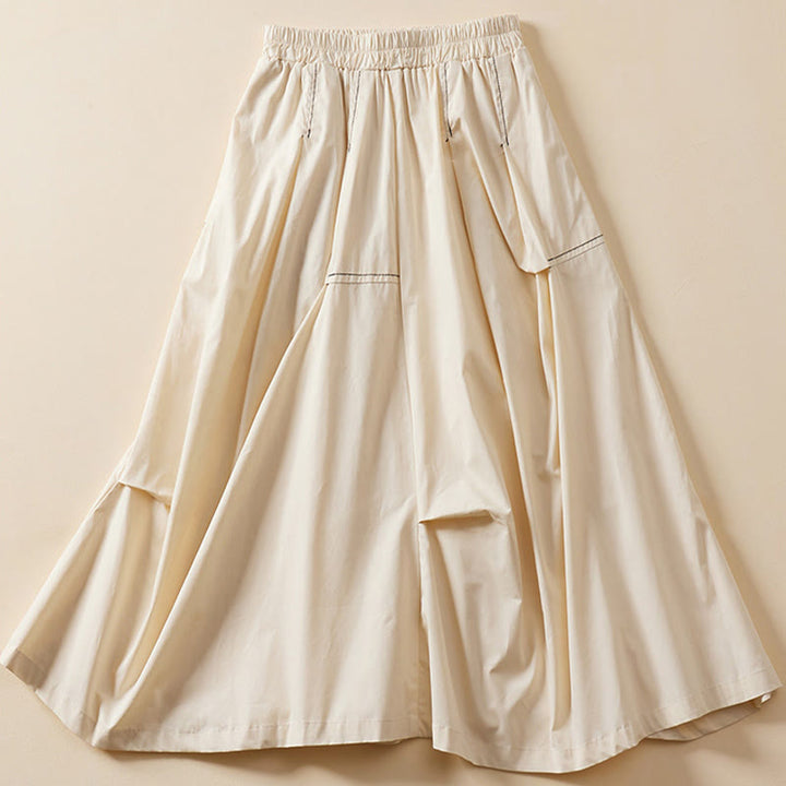 Falda de algodón para mujer con diseño irregular informal de verano con Buddha Stones y bolsillos - image 1