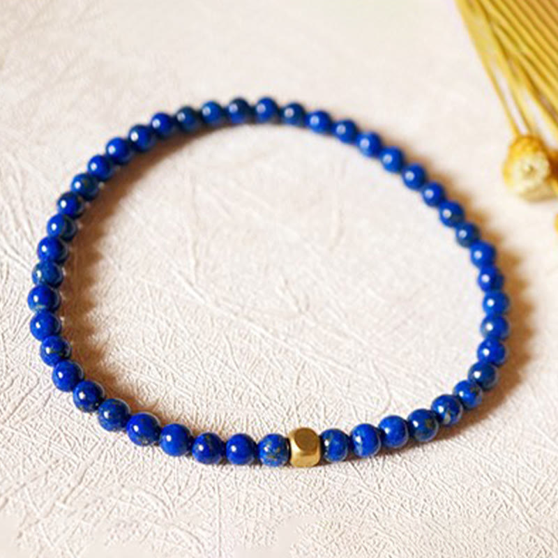 Pulsera de autocuidado con cuentas ultrafinas de lazurita de 4 mm de Buddha Stones