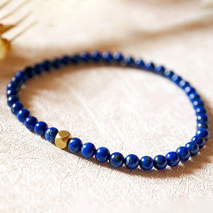 Pulsera de autocuidado con cuentas ultrafinas de lazurita de 4 mm de Buddha Stones