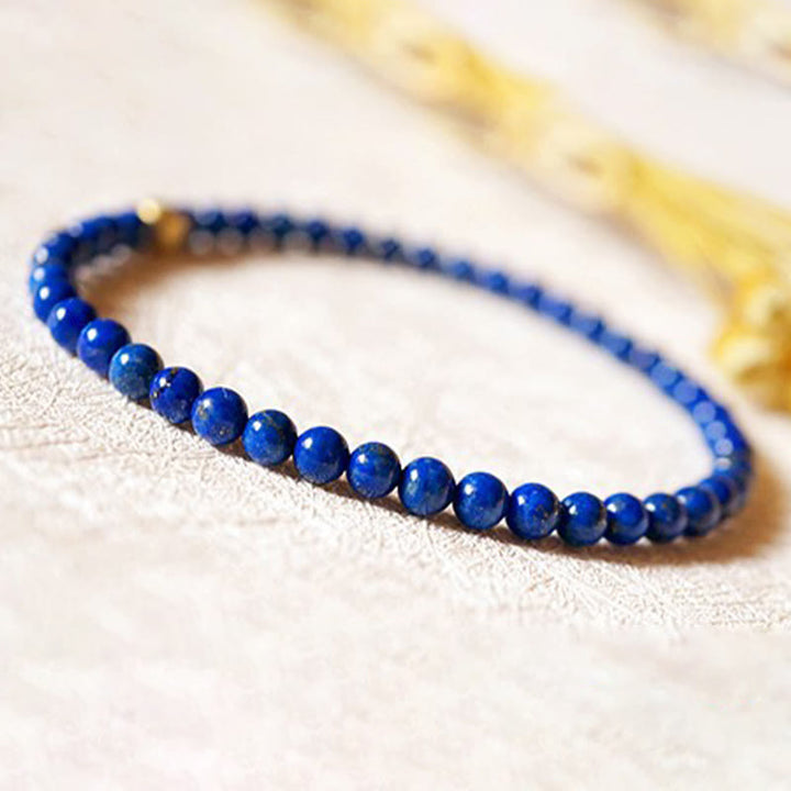 Pulsera de autocuidado con cuentas ultrafinas de lazurita de 4 mm de Buddha Stones