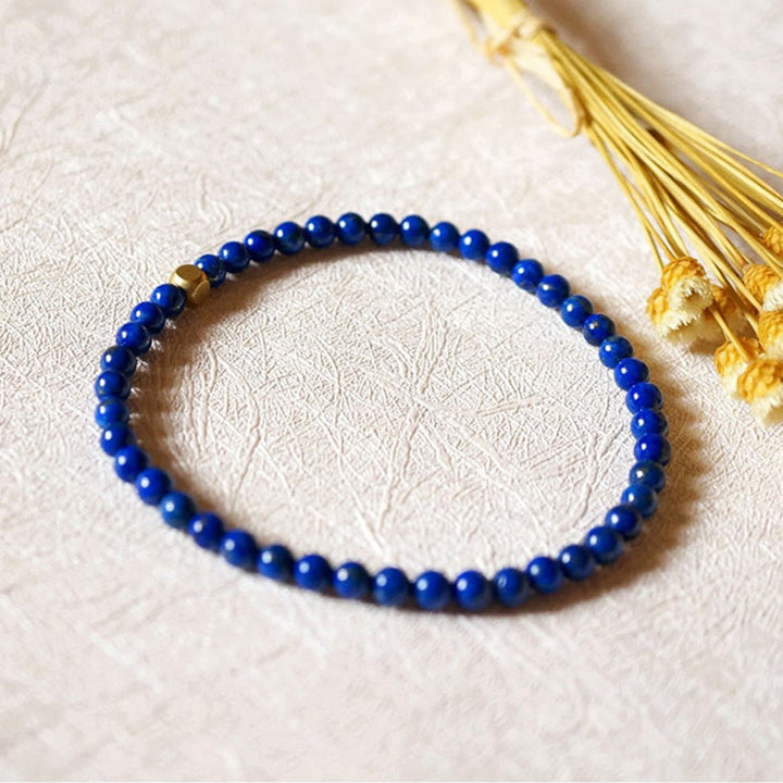 Pulsera de autocuidado con cuentas ultrafinas de lazurita de 4 mm de Buddha Stones