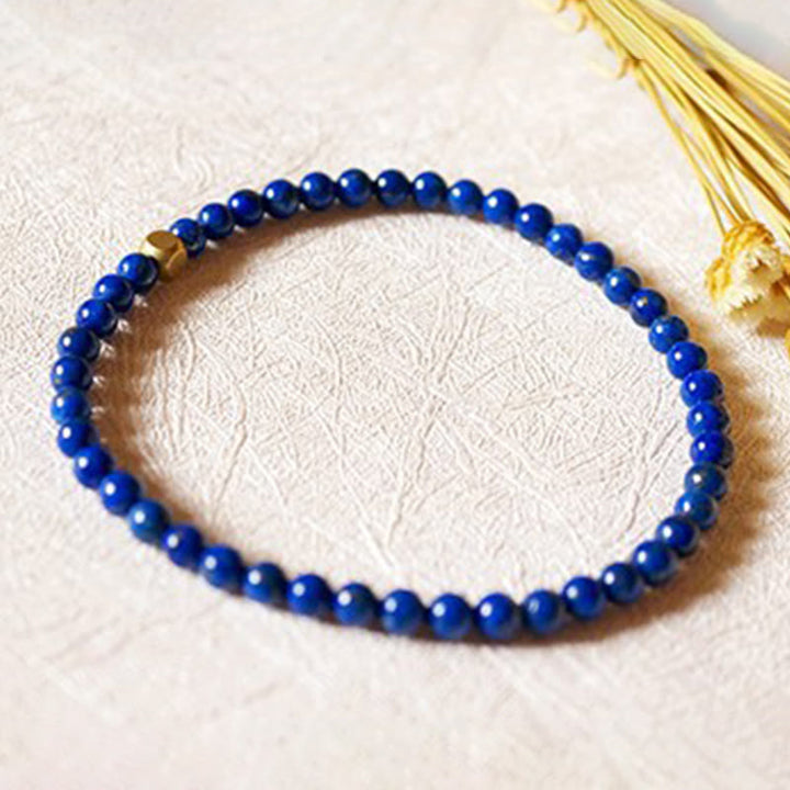 Pulsera de autocuidado con cuentas ultrafinas de lazurita de 4 mm de Buddha Stones