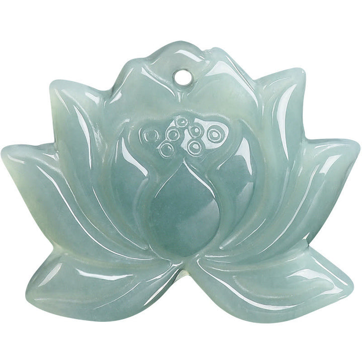 Collar con colgante de prosperidad de jade tallado con diseño de flor de loto y Buddha Stones - image 12